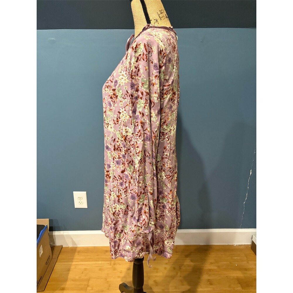 Mossimo Dress Womens Size L Purple Floral Shift Knee Length Long Sleeve - Picture 6 of 9
